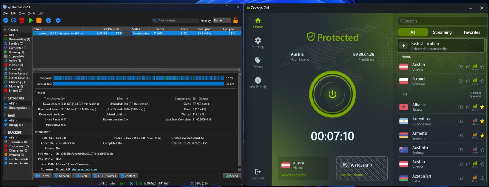 qBittorrent через Вену