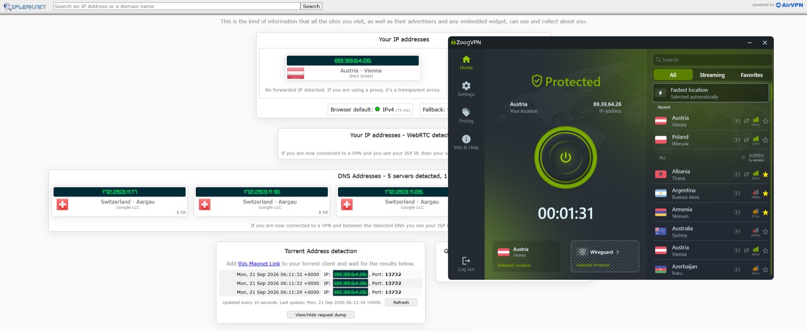 Утечка IP в торрент-клиенте — ipleak.net